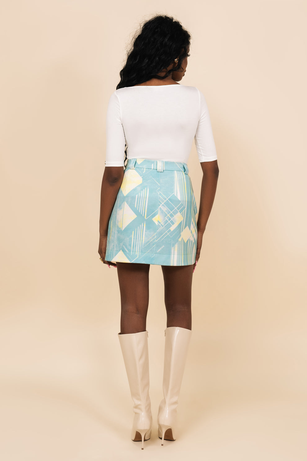 AMNESIA Ansin sukňa mentolovo-tyrkysové vzorované