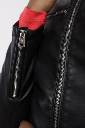 AMNESIA Kabát koženkový čierny PB1640