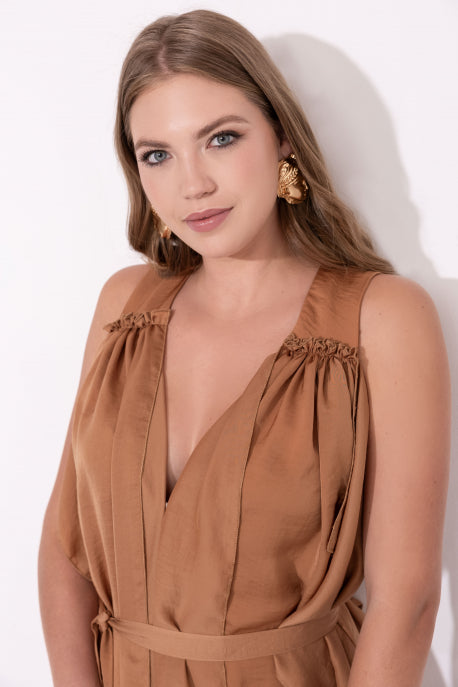 AMNESIA Tigel šaty camel