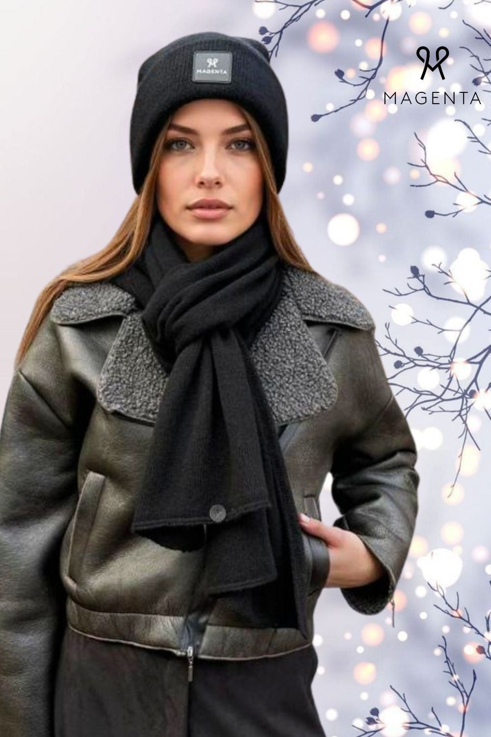 MAGENTA Šál čierny M204595