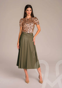 MAGENTA Sukňa koženková khaki M1836159