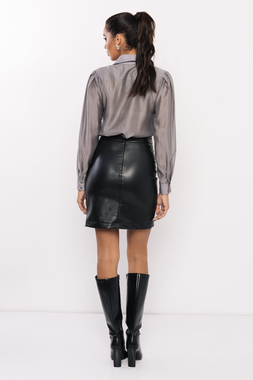 AMNESIA Aurora sukňa koženková čierna