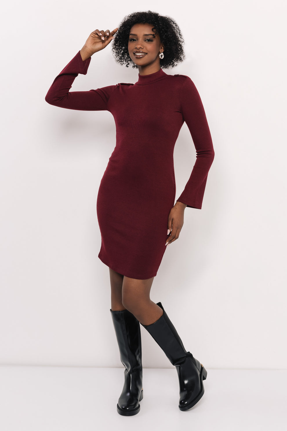 AMNESIA Duby šaty bordové