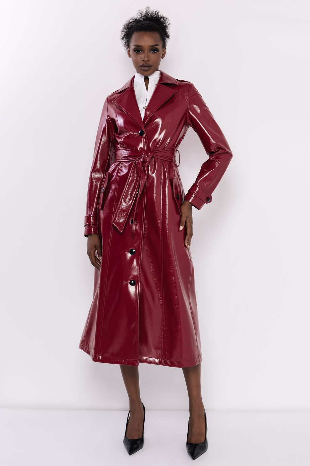 AMNESIA Zoje kabát lakovaný bordový