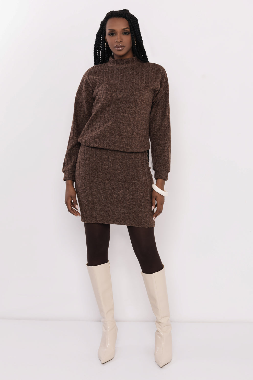 AMNESIA Mietta šaty hnedé pletené