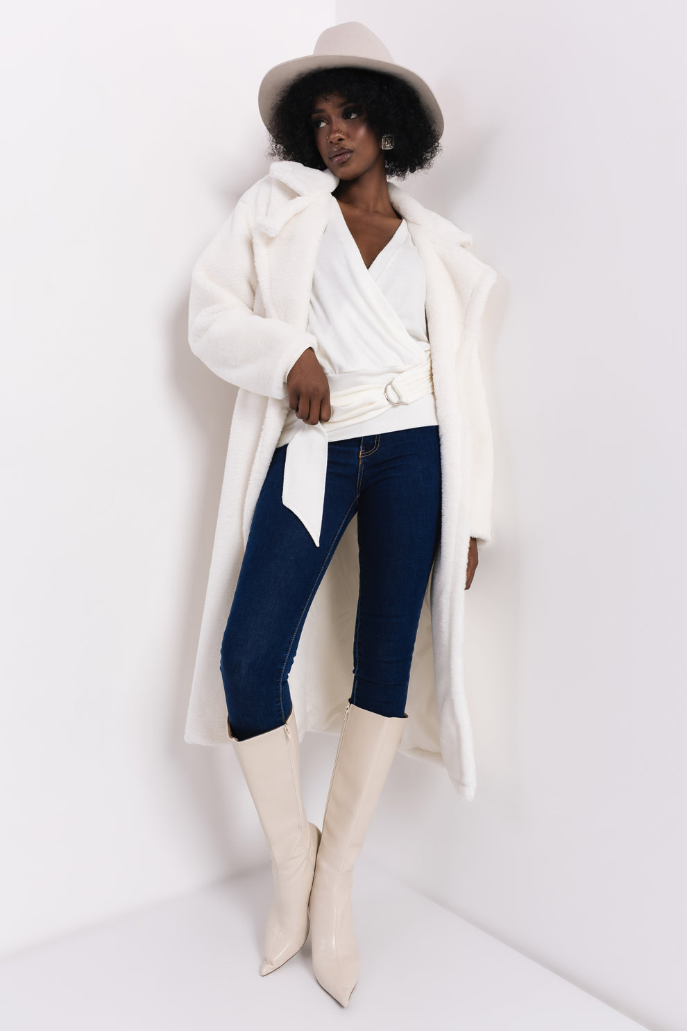 AMNESIA Floris kabát krémový