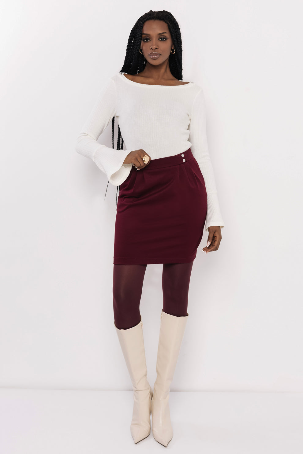 AMNESIA Angin top pletený krémové