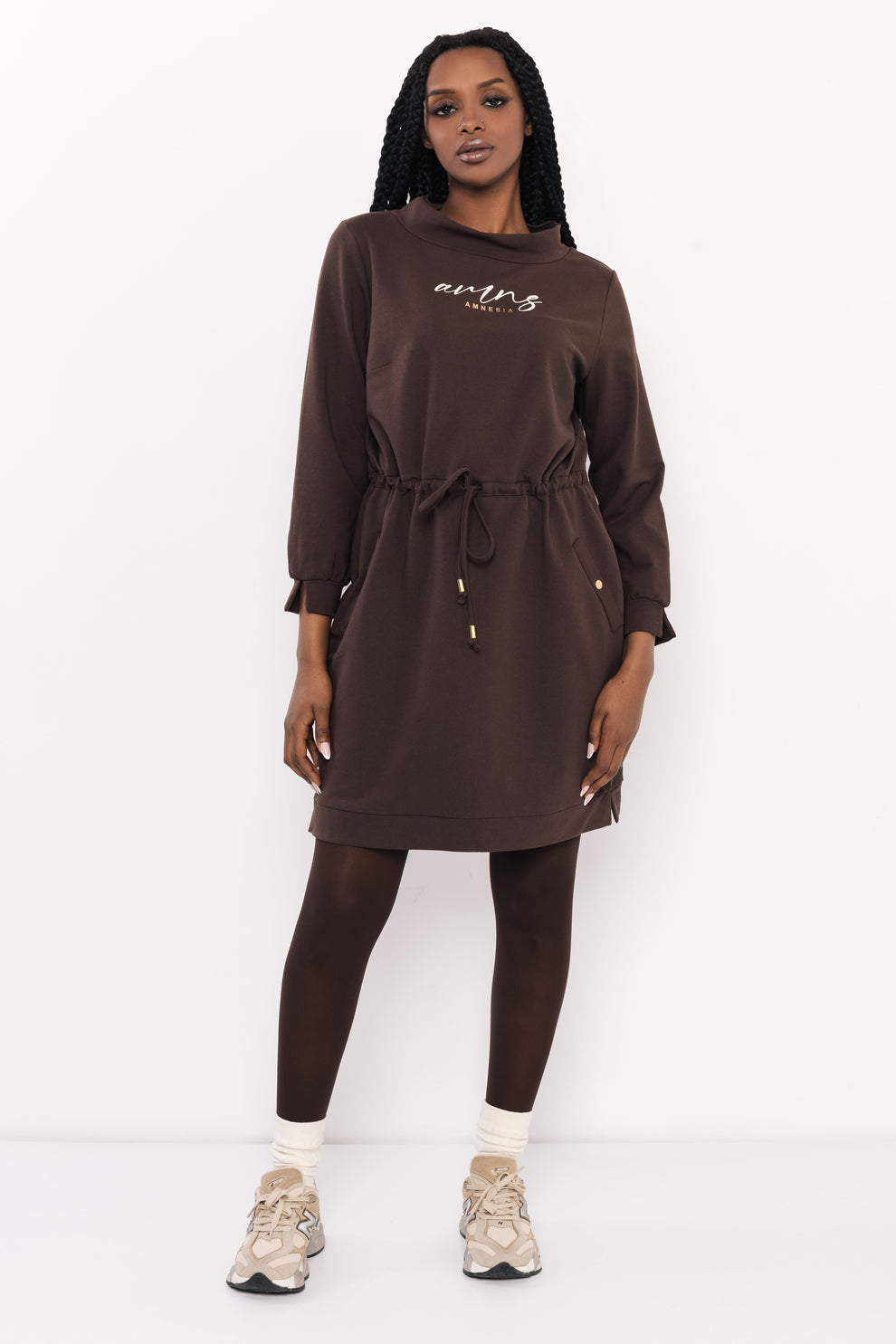 AMNESIA Ozin šaty hnedé