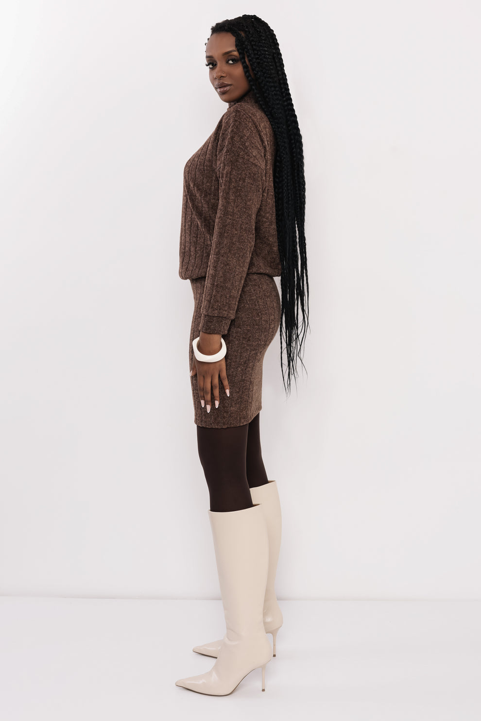 AMNESIA Mietta šaty hnedé pletené