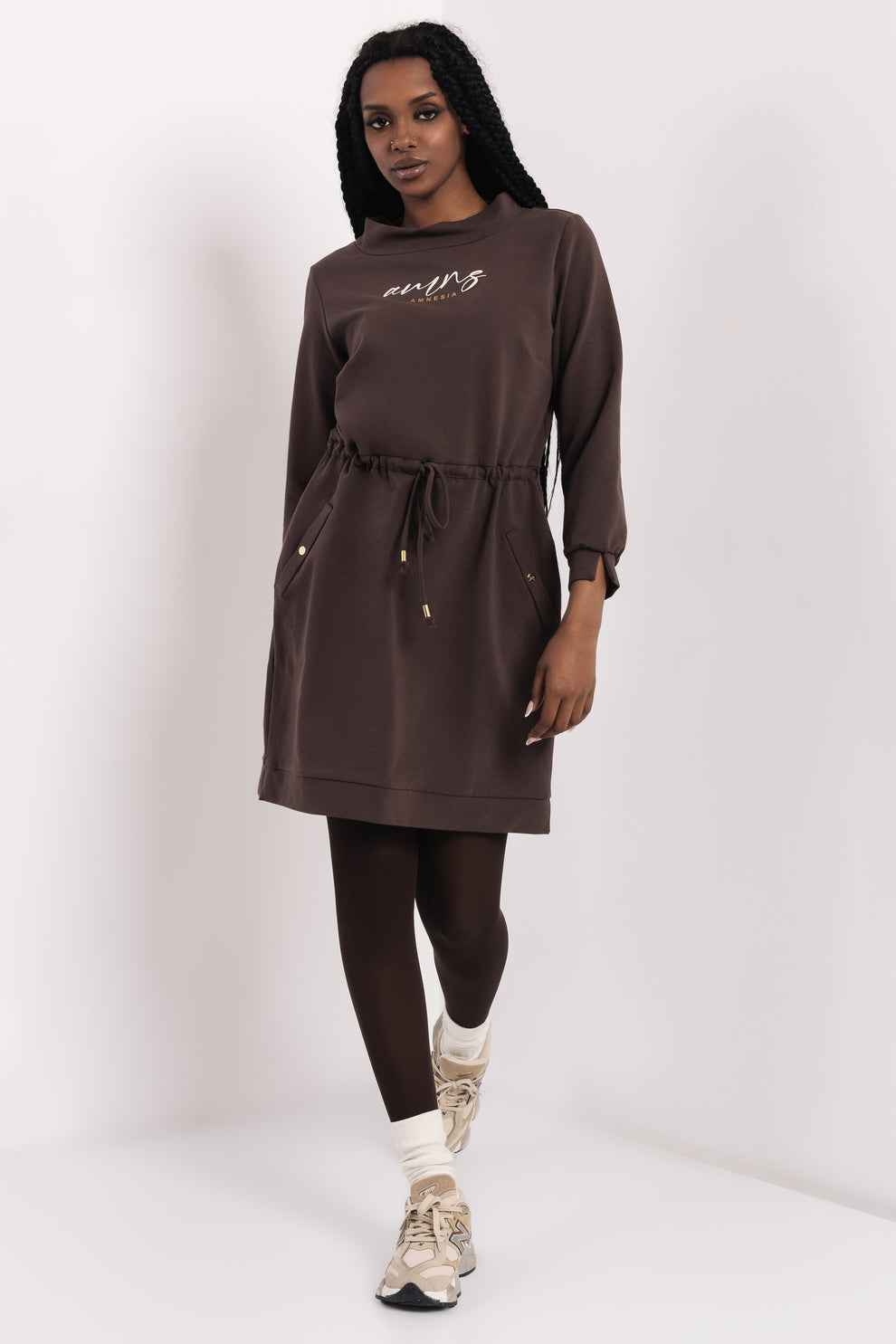 AMNESIA Ozin šaty hnedé