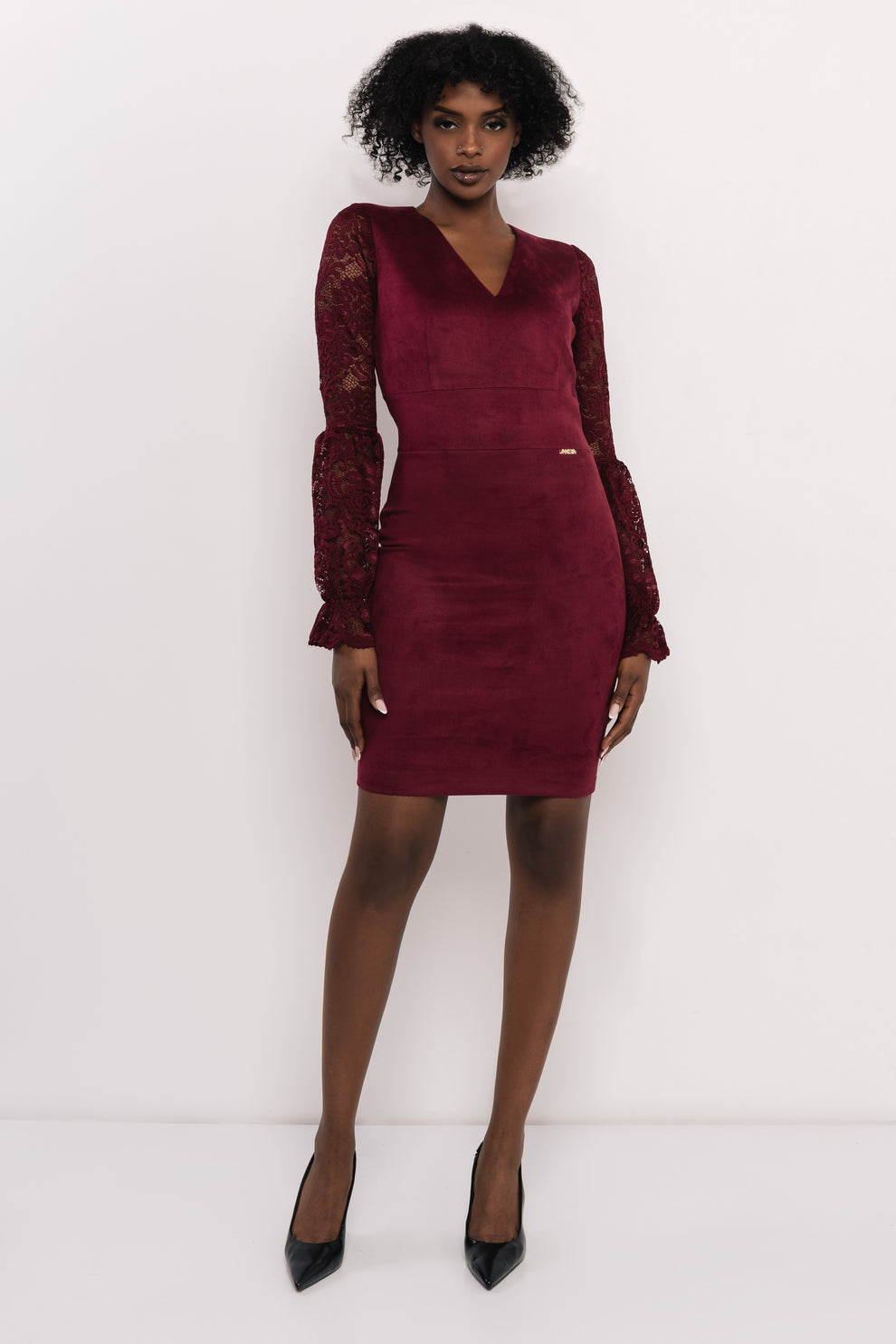 AMNESIA Dotio šaty bordové