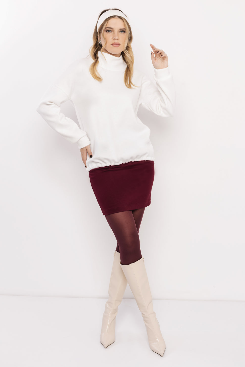 AMNESIA Glassi pulóver krémový