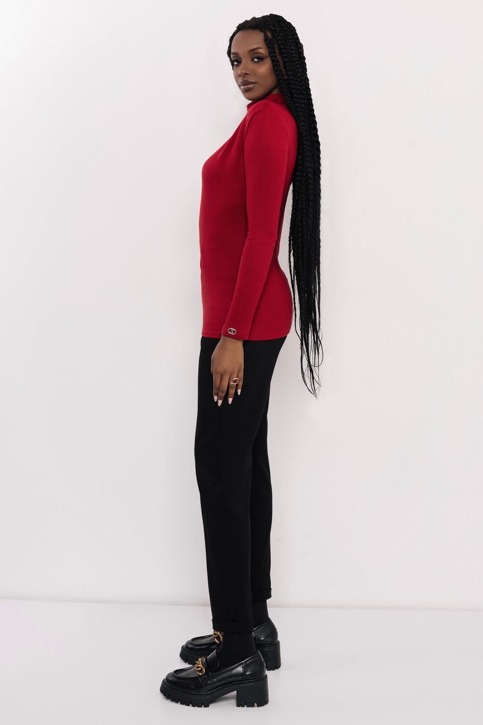 AMNESIA Ilus polorolák pletený tenký červený