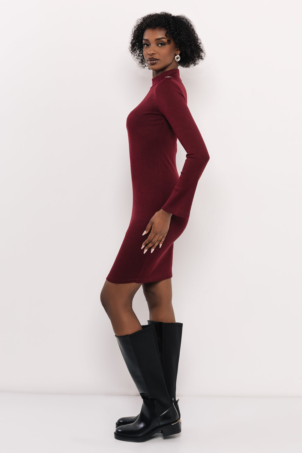 AMNESIA Duby šaty bordové