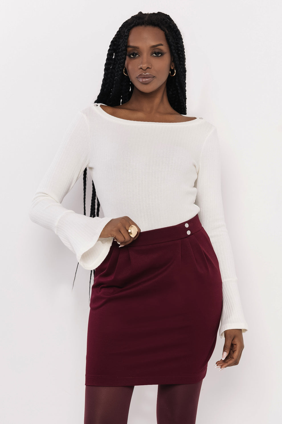 AMNESIA Angin top pletený krémové