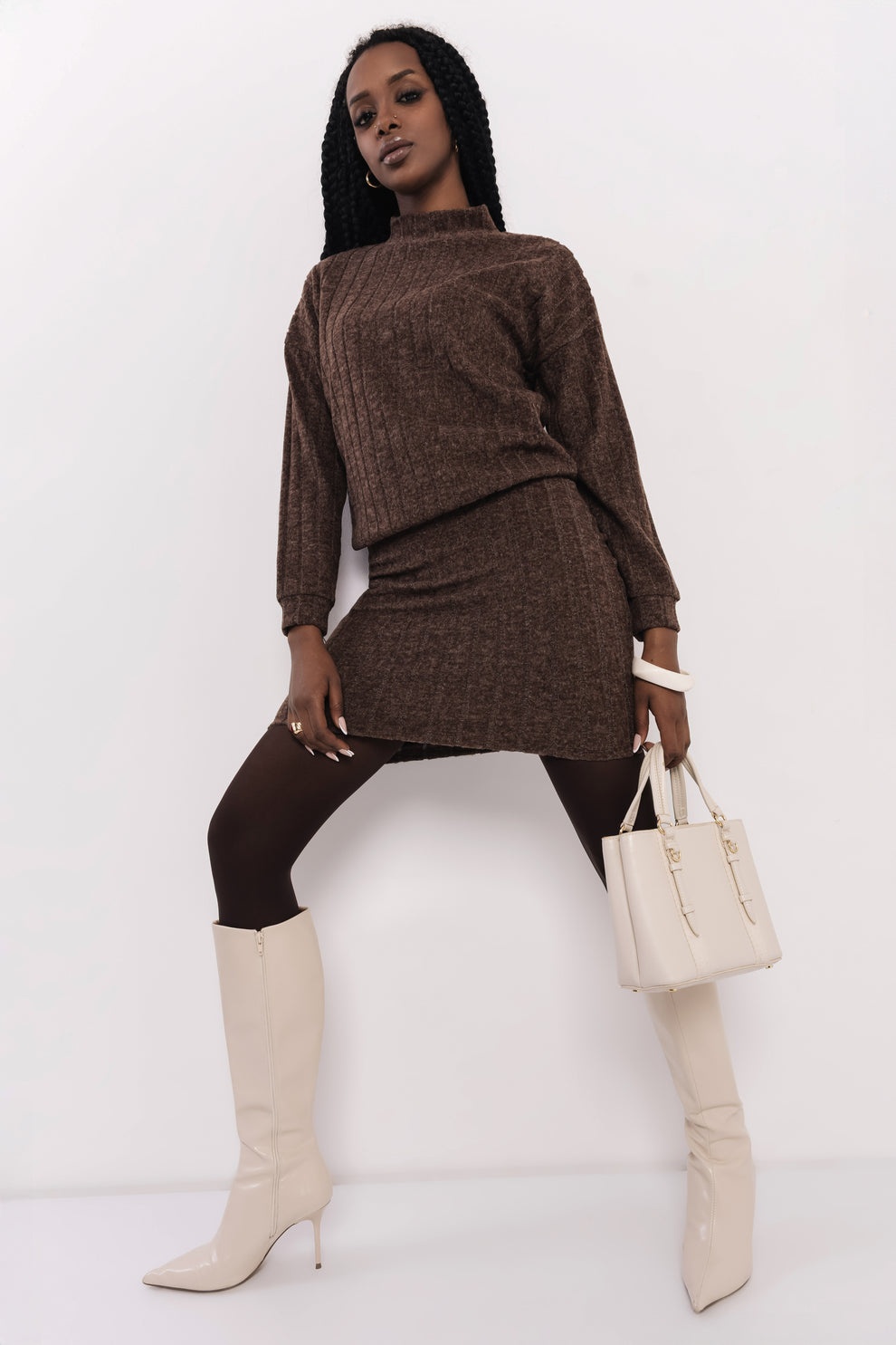 AMNESIA Mietta šaty hnedé pletené