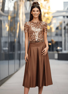 MAGENTA Sukňa koženková camel M1836159