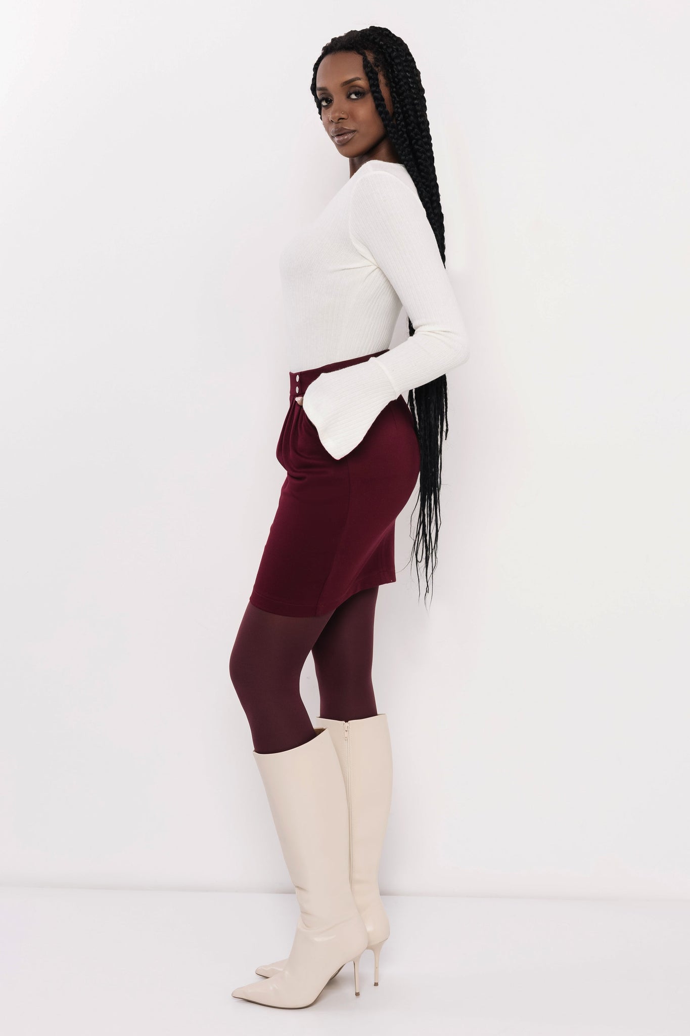 AMNESIA Angin top pletený krémové