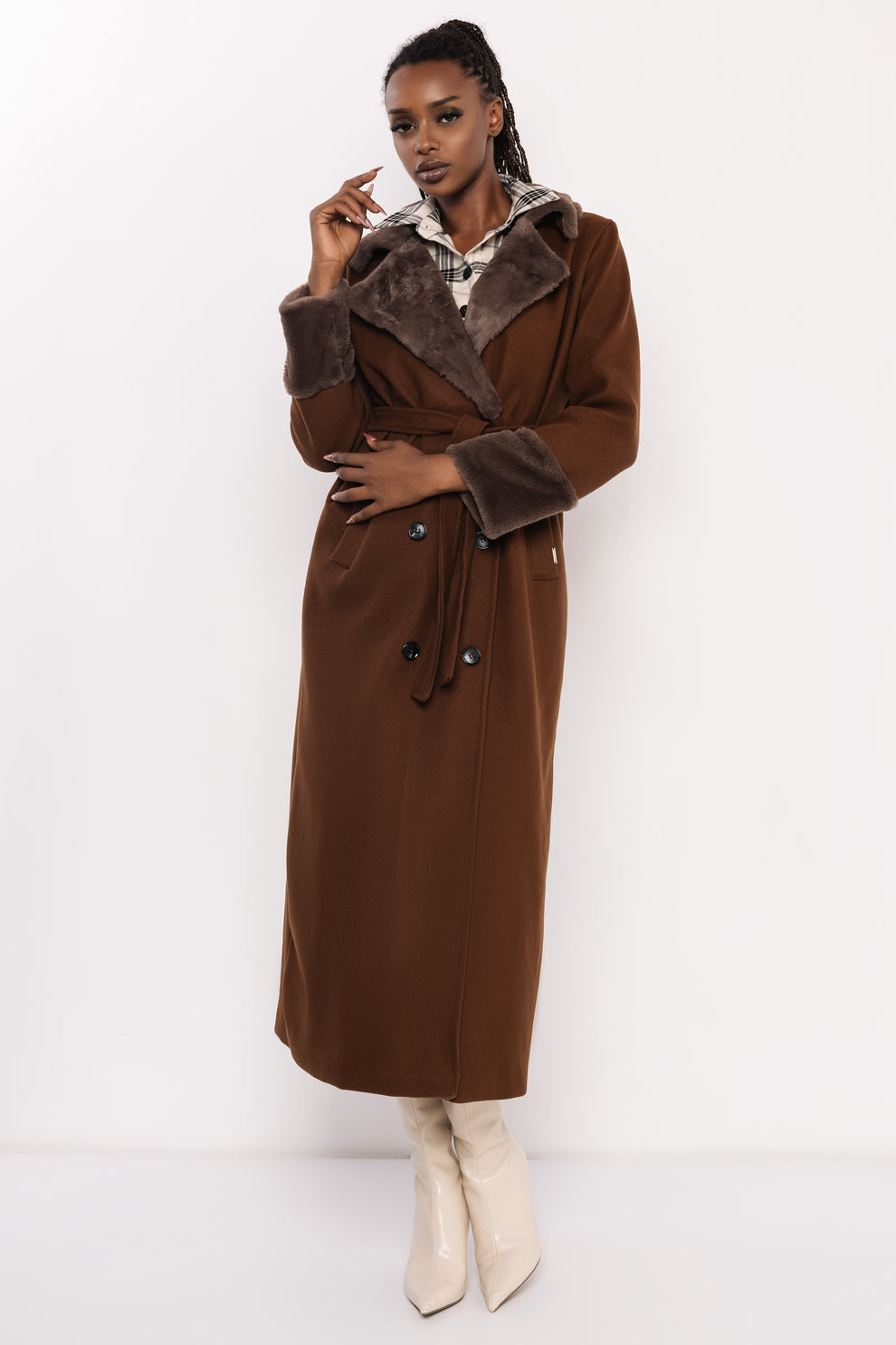 AMNESIA Foma kabát hnedý