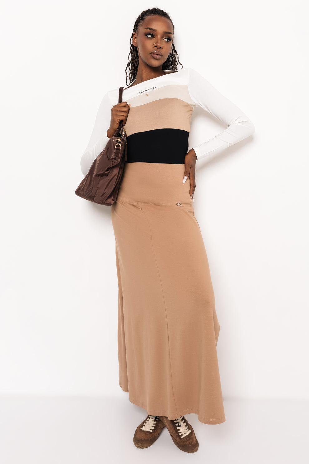 AMNESIA Lazil sukňa camel