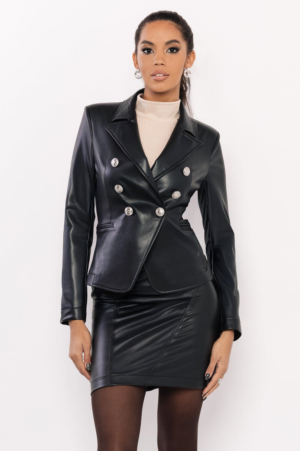 AMNESIA Ambrózia sako čierne koženkové