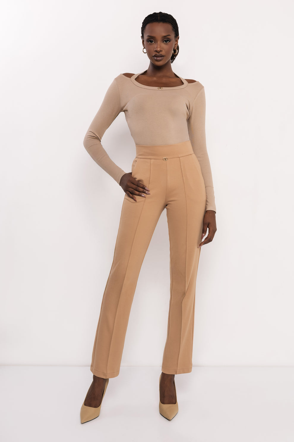 AMNESIA Veneto nohavice camel