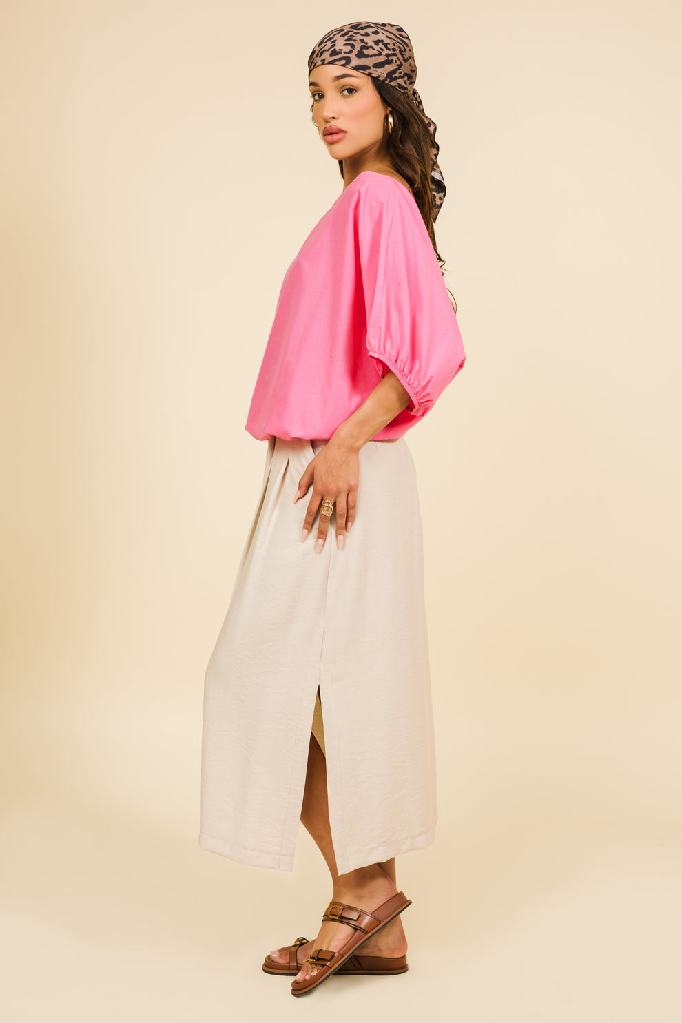 AMNESIA Satin tunika pink