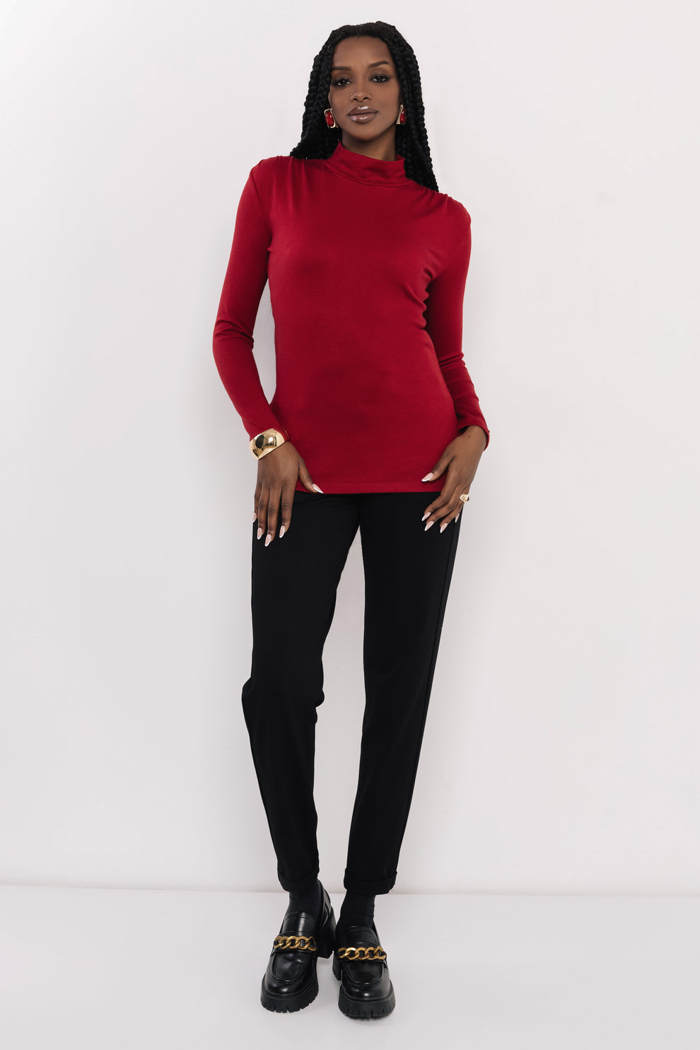 AMNESIA Ilus polorolák pletený tenký červený