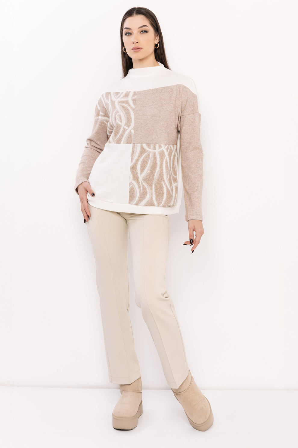 AMNESIA Meva pulóver béžový