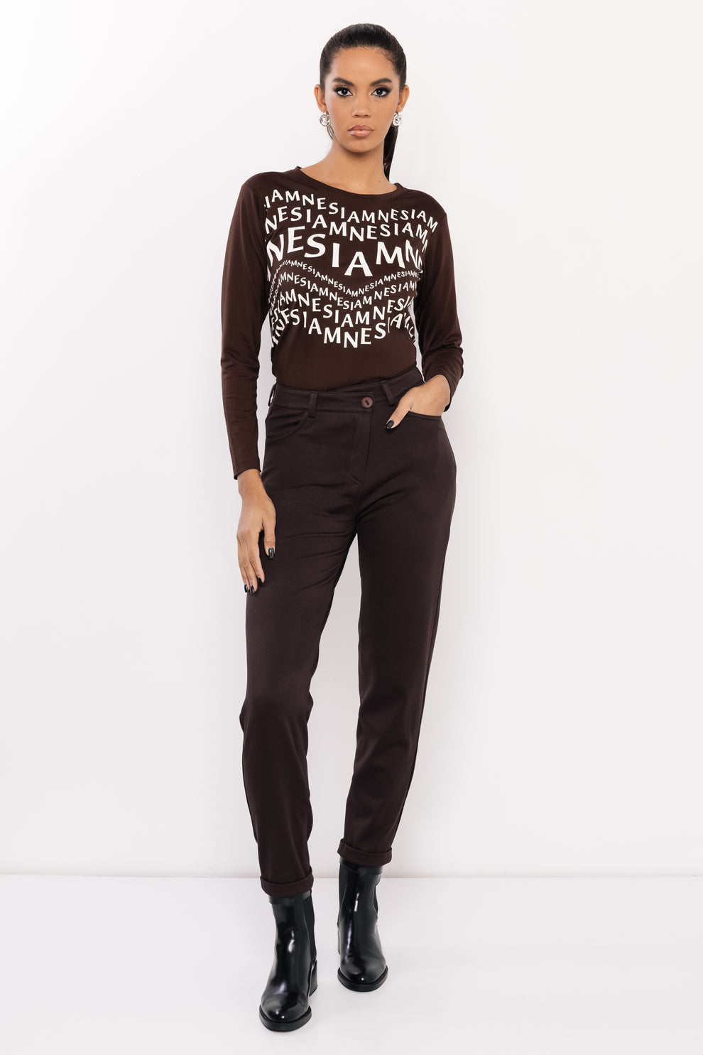 AMNESIA T-tričko hnedé