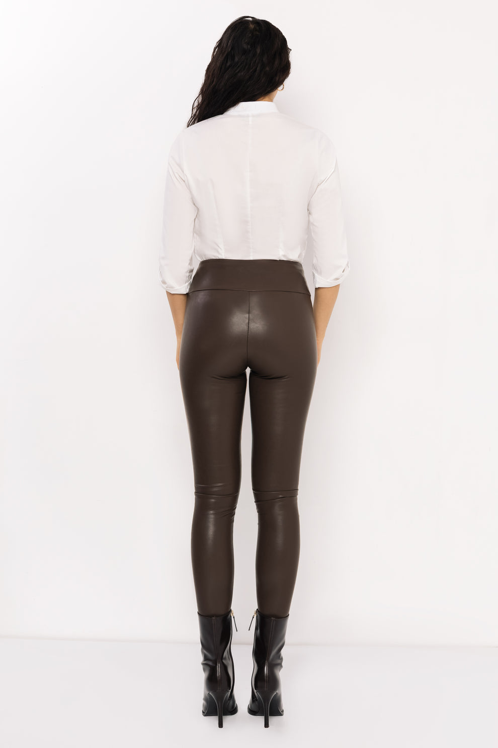 AMNESIA Vica legíny koženkové hnedé