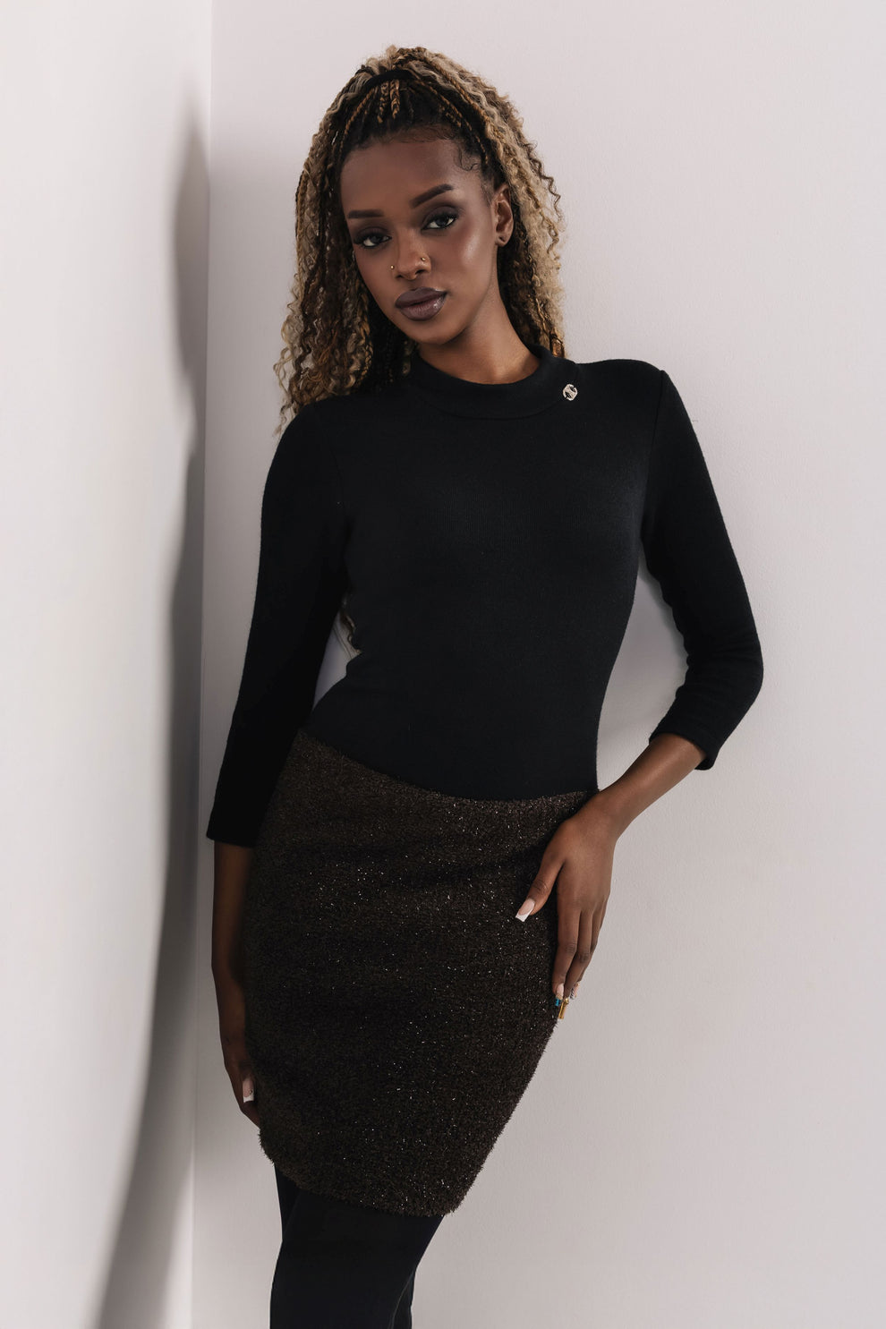 AMNESIA Frutta šaty hnedé