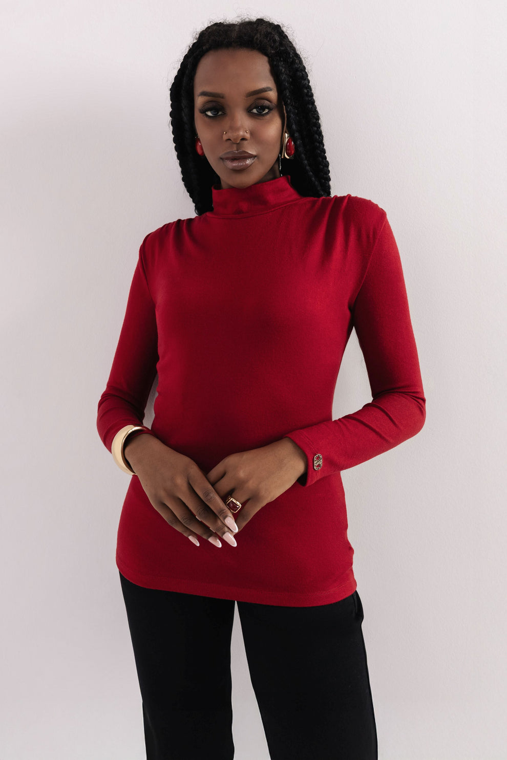 AMNESIA Ilus polorolák pletený tenký červený