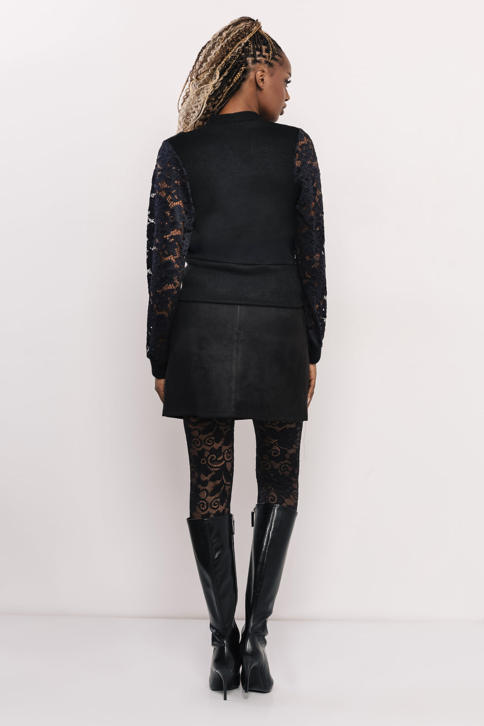 AMNESIA Mobutu top čierny čipkovaný