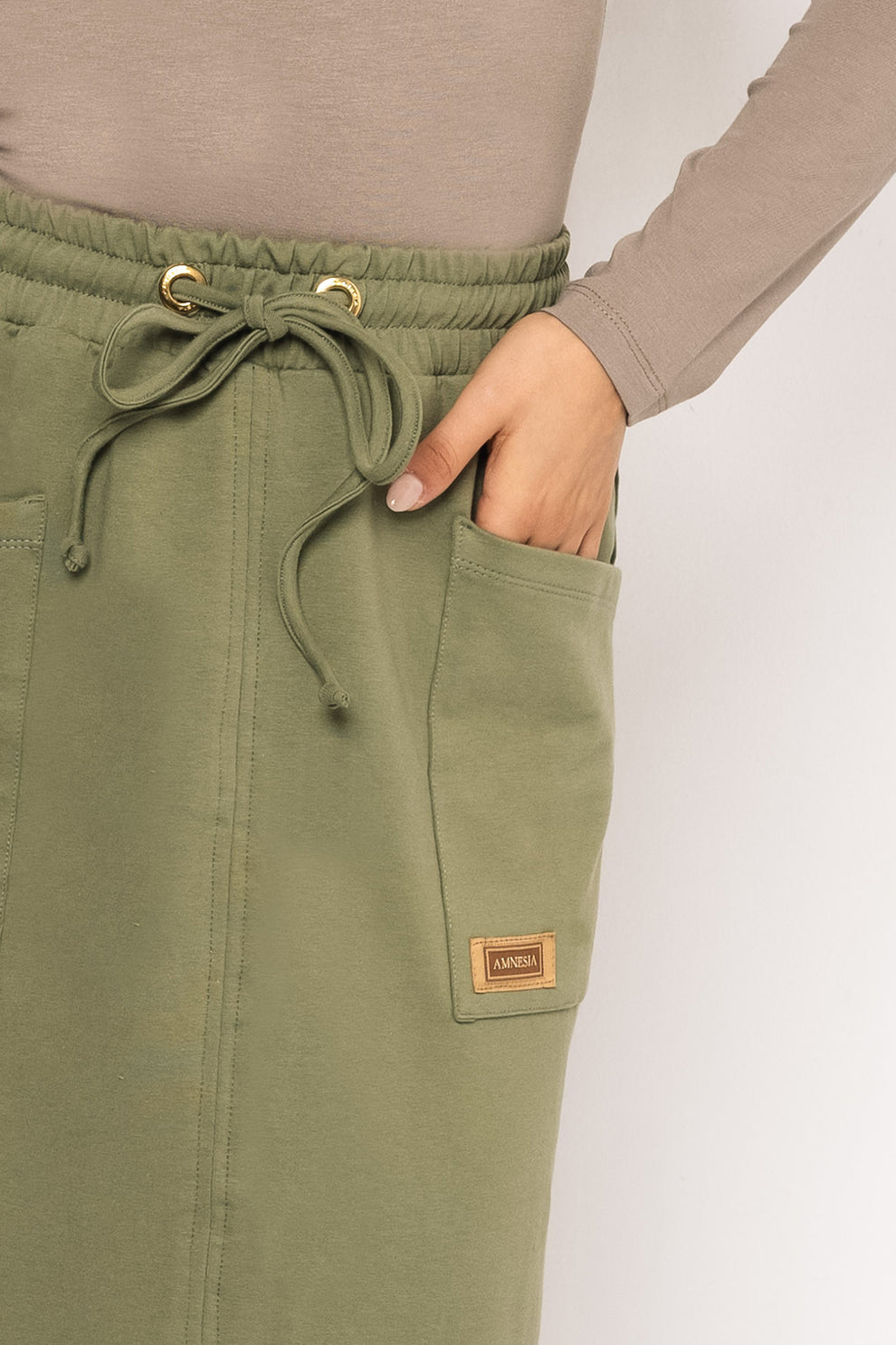 AMNESIA Huba sukňa khaki