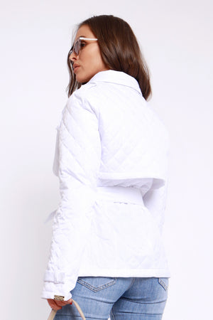 AMNESIA Kabát štepovaný krátky biely